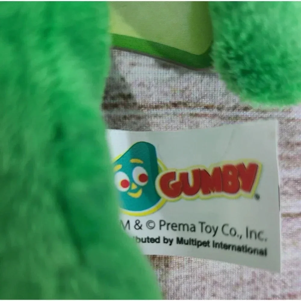Multipet Plush Filled Gumby Dog Toy Stuffed Animal Squeaker Green 9